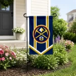 Denver Nuggets Garden Flag Personalized Chevron Stripes Blue Best Selling