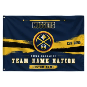 Denver Nuggets House Flag Personalized Brushed Streaks Blue Best Selling
