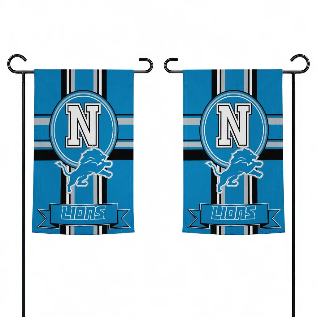 Detroit Lions Garden Flag Custom Circle Medallion Blue Fashion Forward Detroit Lions Garden Flag Custom Circle Medallion Blue Fashion Forward