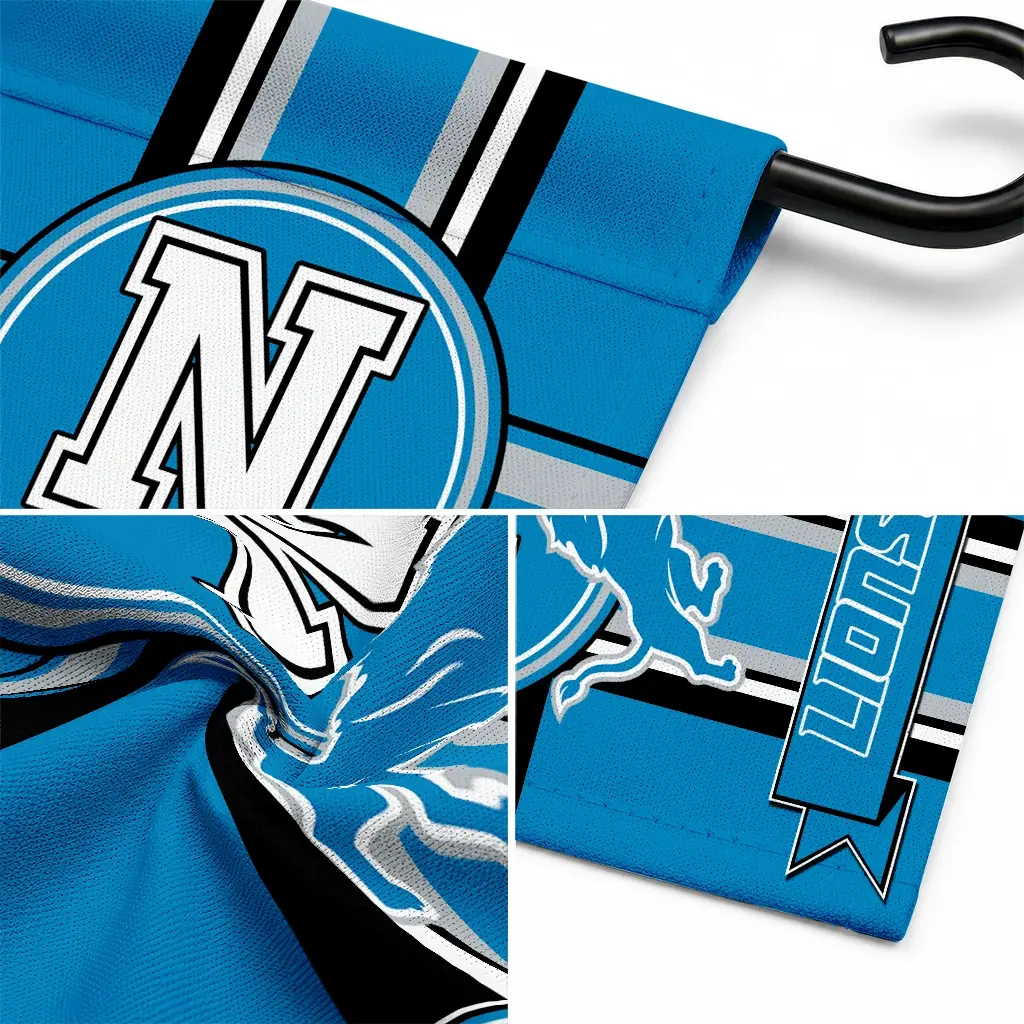 Detroit Lions Garden Flag Custom Circle Medallion Blue Latest Model Detroit Lions Garden Flag Custom Circle Medallion Blue Latest Model