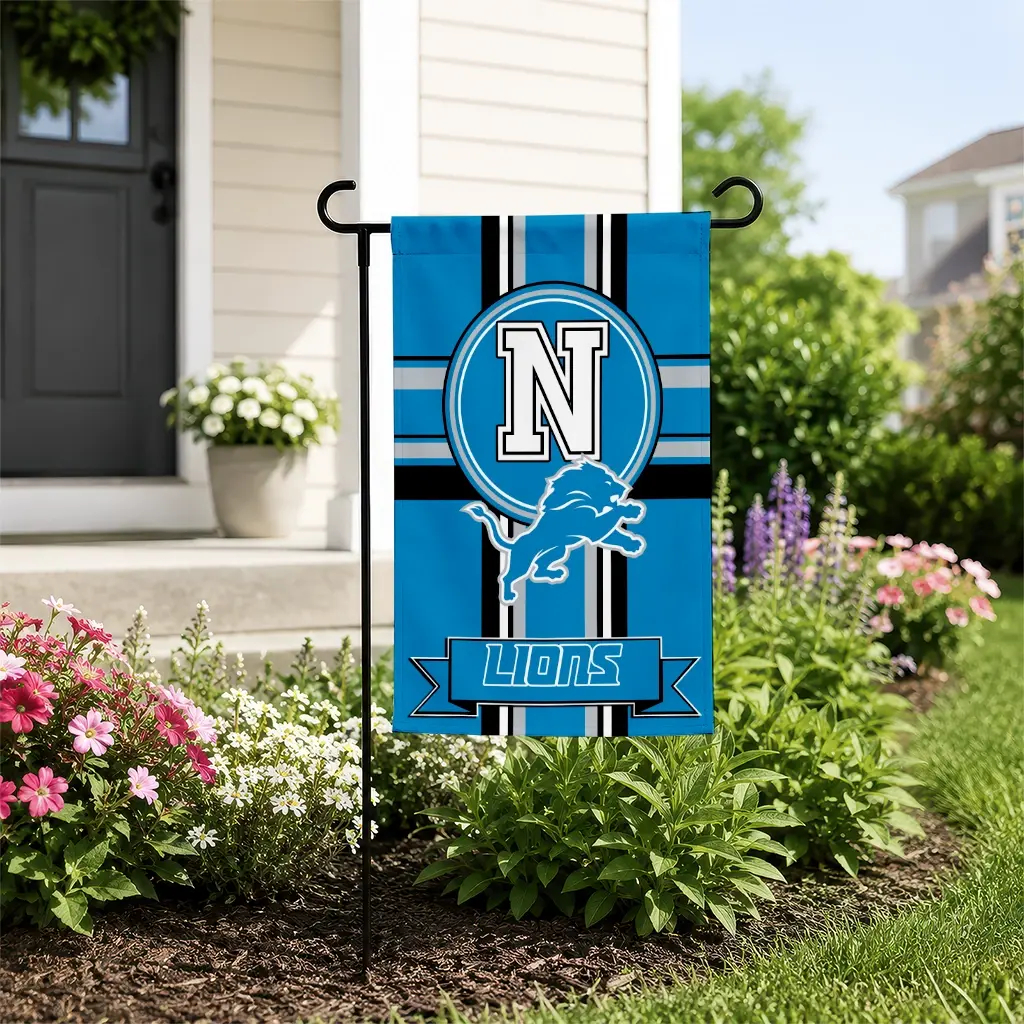 Detroit Lions Garden Flag Custom Circle Medallion Blue New Arrival Detroit Lions Garden Flag Custom Circle Medallion Blue New Arrival