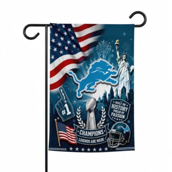 Detroit Lions Garden Flag - Custom Icon Collage Blue