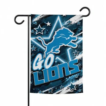 Detroit Lions Garden Flag Customized Glowing Star Blue Best Selling