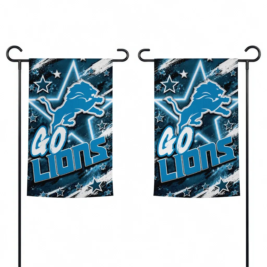 Detroit Lions Garden Flag Customized Glowing Star Blue Fashion Forward Detroit Lions Garden Flag Customized Glowing Star Blue Fashion Forward