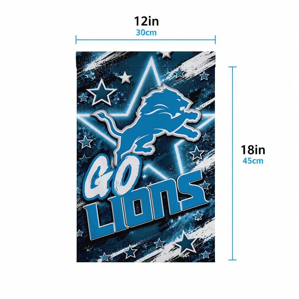 Detroit Lions Garden Flag Customized Glowing Star Blue High Quality Detroit Lions Garden Flag Customized Glowing Star Blue High Quality