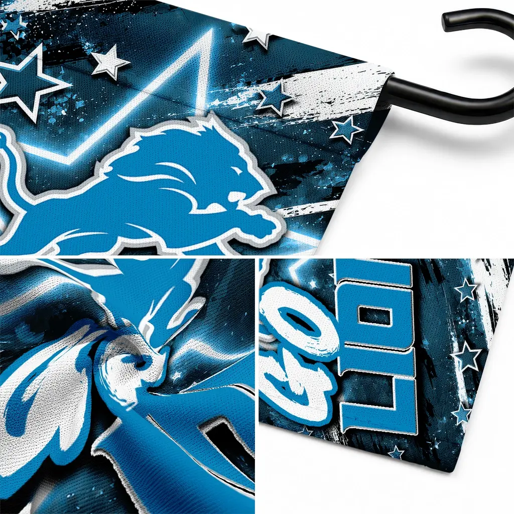 Detroit Lions Garden Flag Customized Glowing Star Blue Latest Model Detroit Lions Garden Flag Customized Glowing Star Blue Latest Model