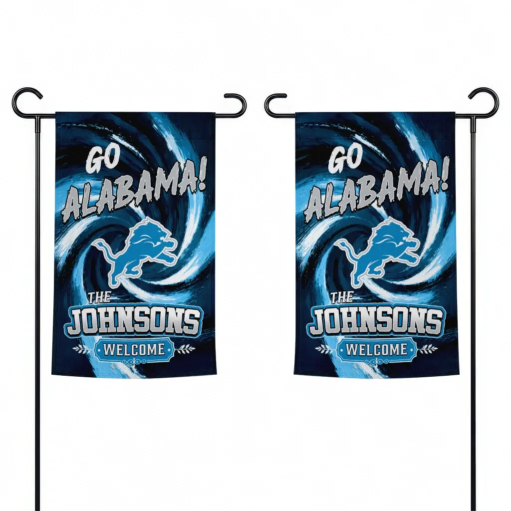 Detroit Lions Garden Flag Customized Swirl Vortex Blue Fashion Forward Detroit Lions Garden Flag Customized Swirl Vortex Blue Fashion Forward