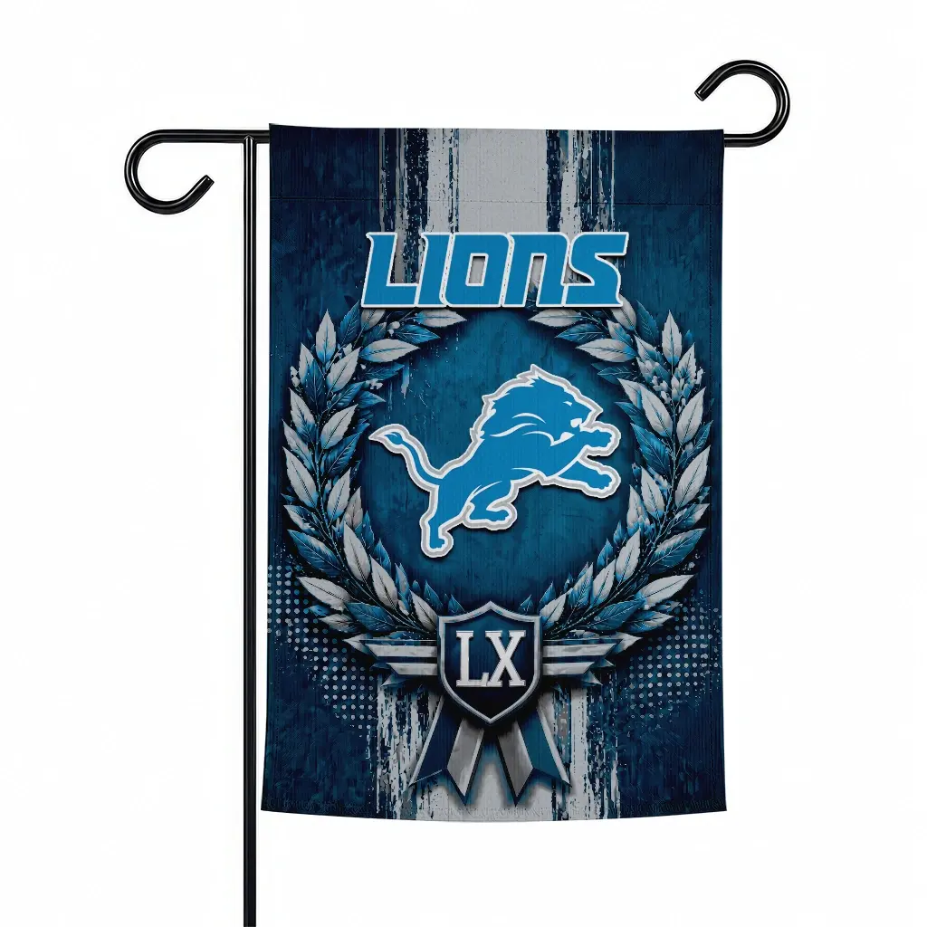 Detroit Lions Garden Flag Personalized Laurel Wreath Blue Best Selling Detroit Lions Garden Flag Personalized Laurel Wreath Blue Best Selling