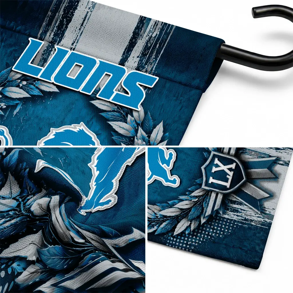Detroit Lions Garden Flag Personalized Laurel Wreath Blue Latest Model Detroit Lions Garden Flag Personalized Laurel Wreath Blue Latest Model