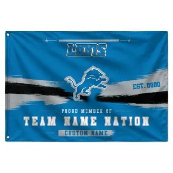 Detroit Lions House Flag Custom Brushed Streaks Blue Best Selling