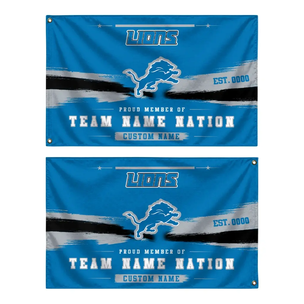 Detroit Lions House Flag Custom Brushed Streaks Blue Fashion Forward Detroit Lions House Flag Custom Brushed Streaks Blue Fashion Forward