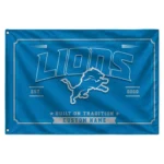 Detroit Lions House Flag Custom Ornate Border Blue Best Selling