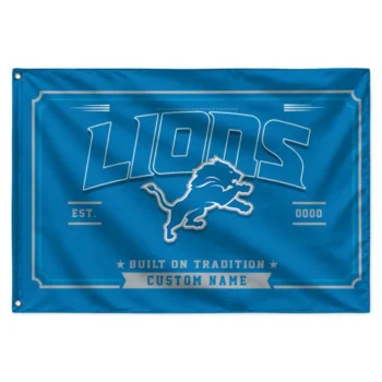 Detroit Lions House Flag Custom Ornate Border Blue Best Selling