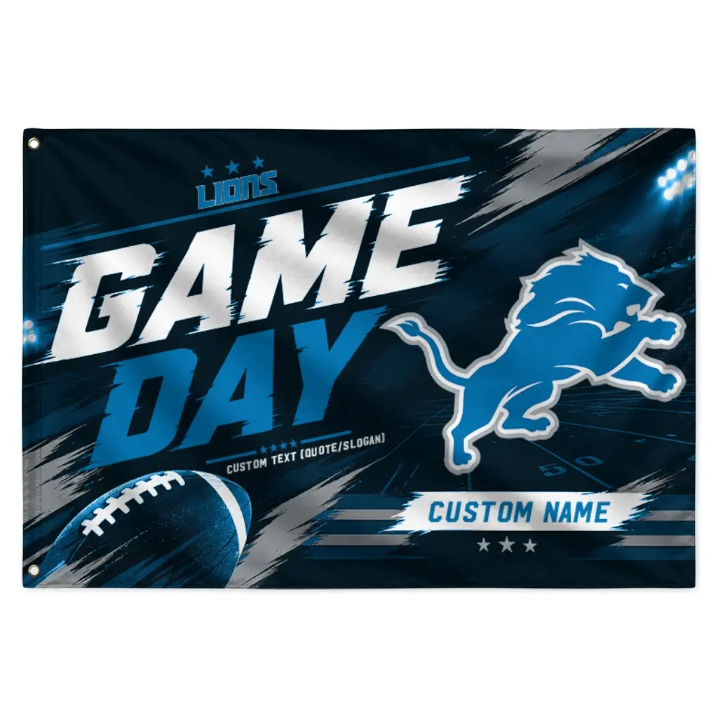 Detroit Lions House Flag Customized Action Streaks Blue Best Selling Detroit Lions House Flag Customized Action Streaks Blue Best Selling