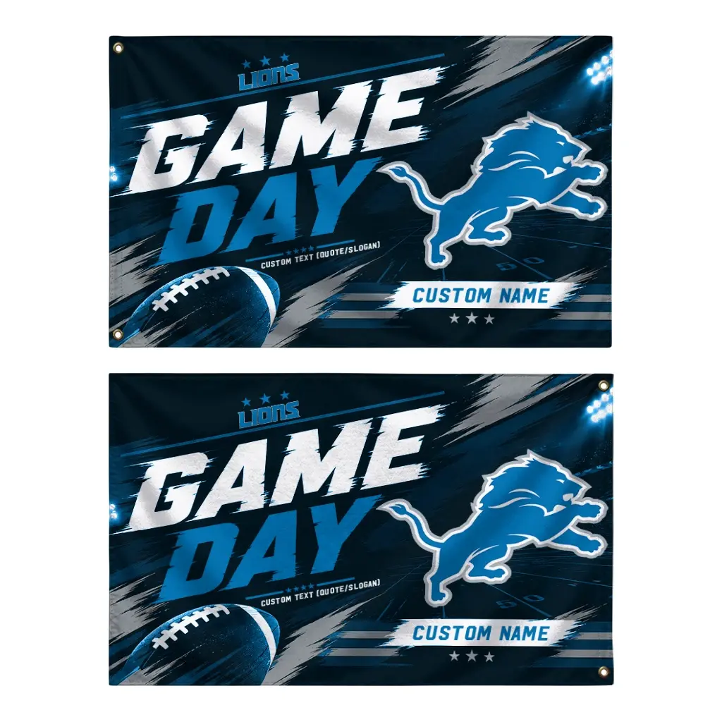 Detroit Lions House Flag Customized Action Streaks Blue Fashion Forward Detroit Lions House Flag Customized Action Streaks Blue Fashion Forward