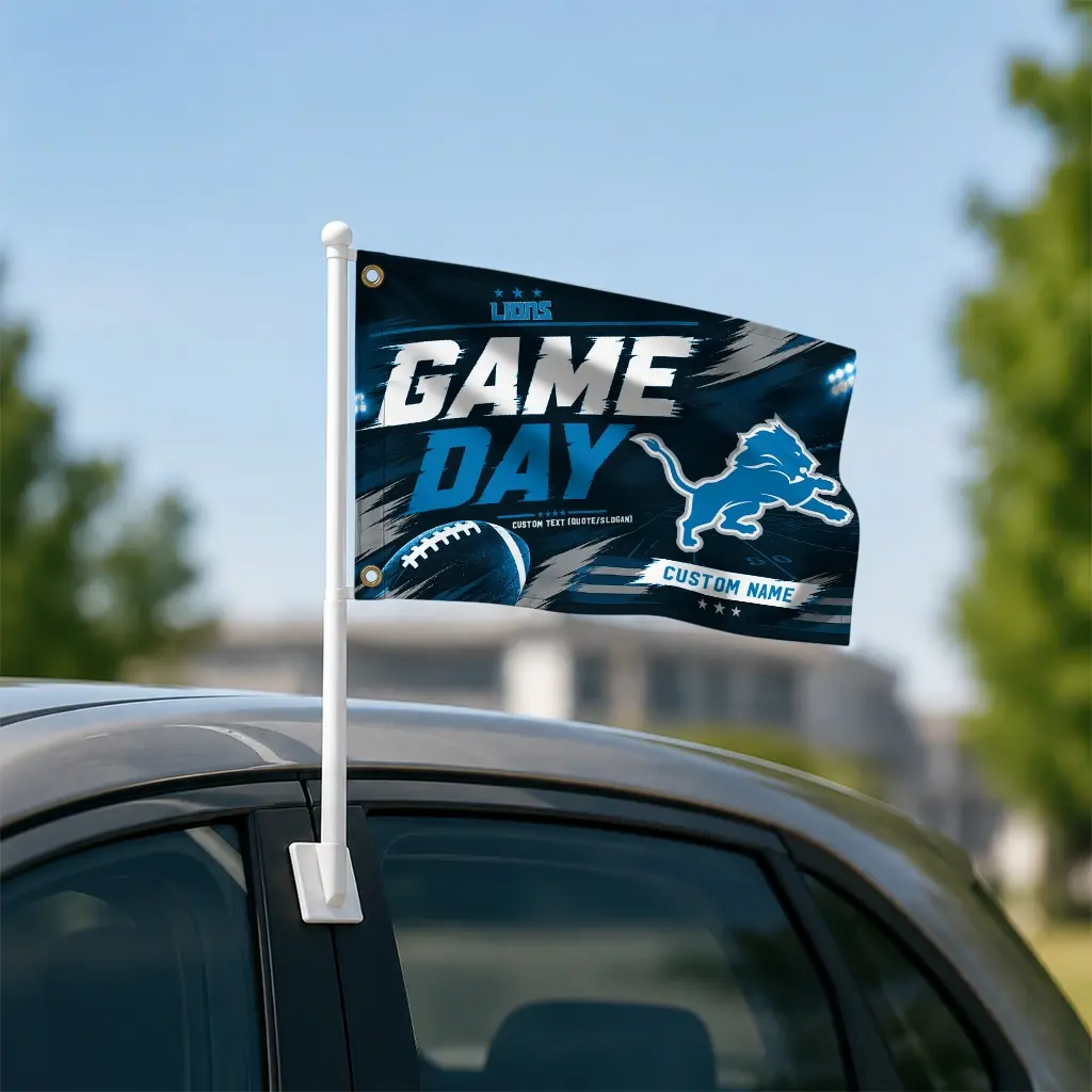 Detroit Lions House Flag Customized Action Streaks Blue Latest Model Detroit Lions House Flag Customized Action Streaks Blue Latest Model