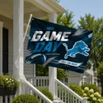 Detroit Lions House Flag Customized Action Streaks Blue Best Selling