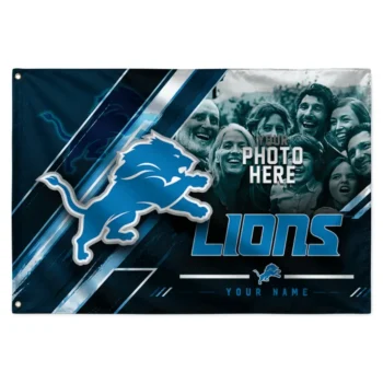 Detroit Lions House Flag Customized Diagonal Stripes Blue Best Selling