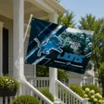Detroit Lions House Flag Customized Diagonal Stripes Blue Best Selling