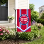 Detroit Pistons Garden Flag Custom Chevron Stripes Red Best Selling