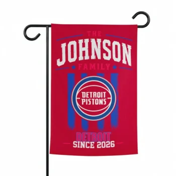 Detroit Pistons Garden Flag Personalized Distressed Stripes Red Best Selling