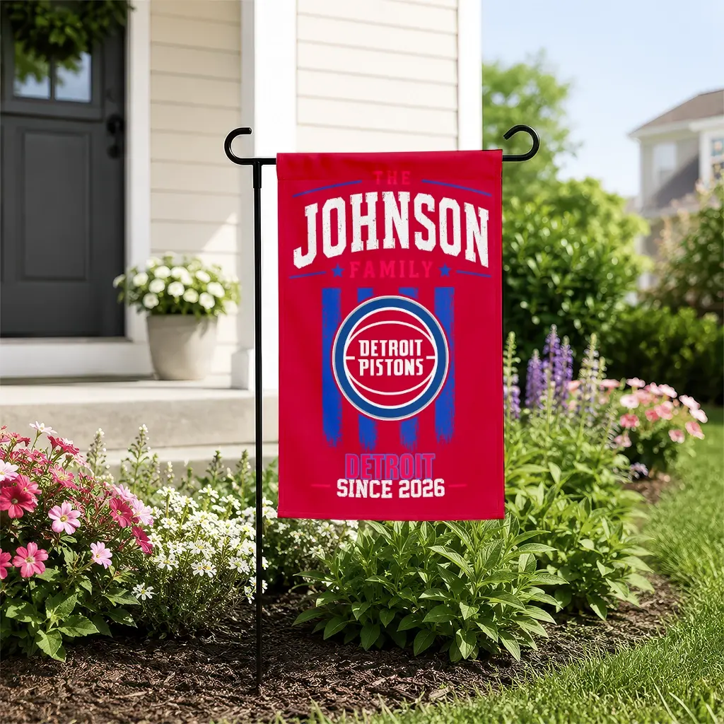 Detroit Pistons Garden Flag Personalized Distressed Stripes Red New Arrival Detroit Pistons Garden Flag Personalized Distressed Stripes Red New Arrival