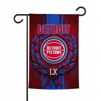 Detroit Pistons Garden Flag Personalized Laurel Wreath Red Best Selling