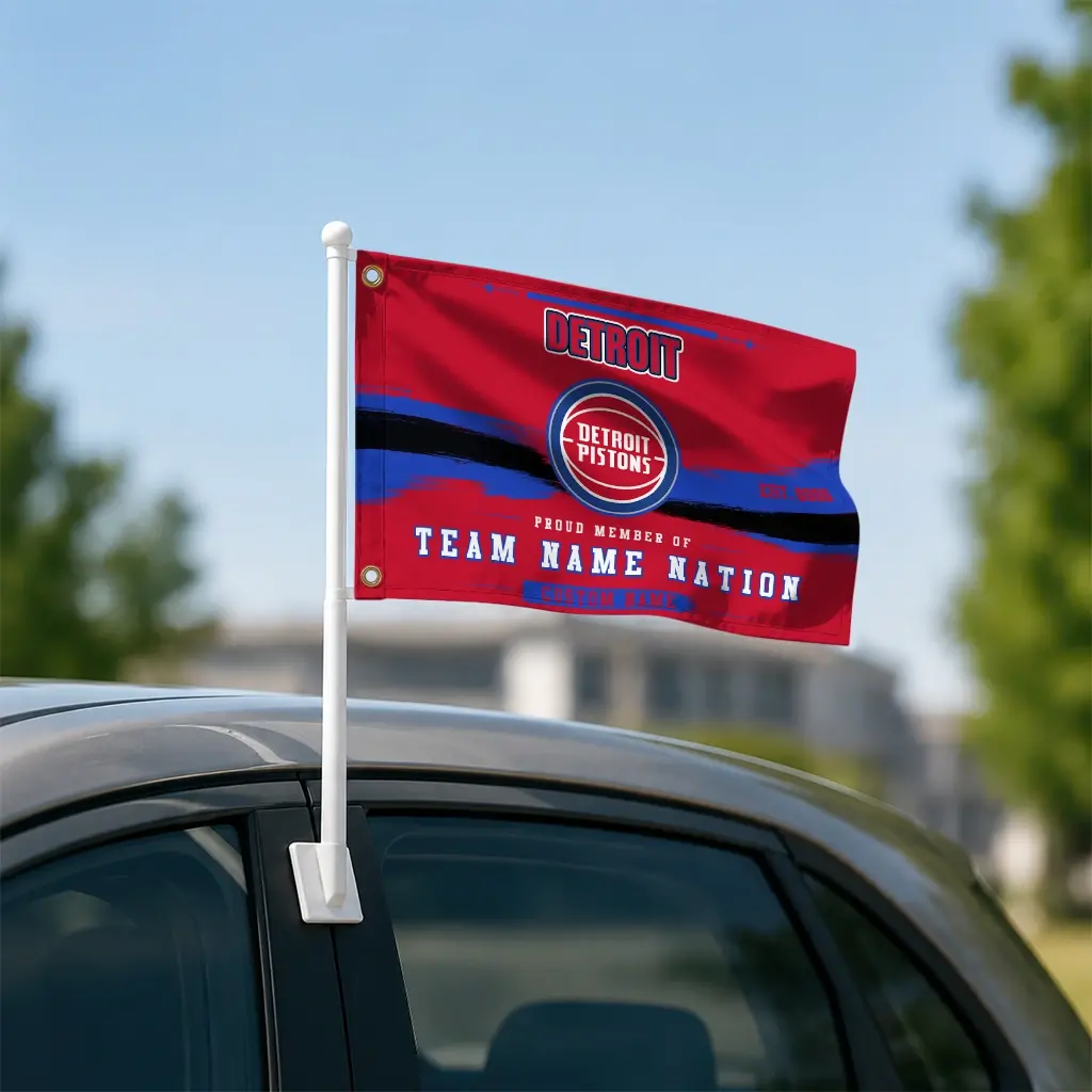 Detroit Pistons House Flag Custom Brushed Streaks Red Latest Model Detroit Pistons House Flag Custom Brushed Streaks Red Latest Model