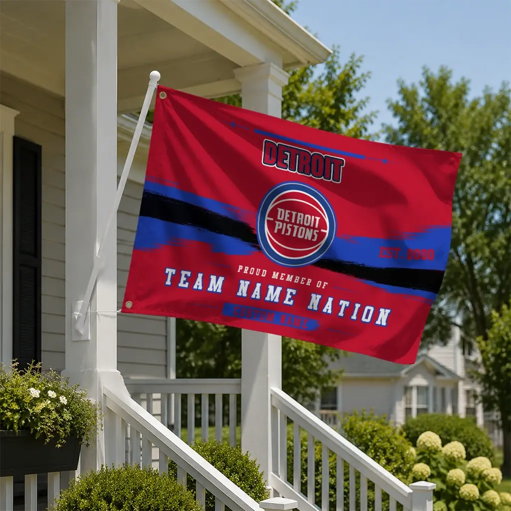 Detroit Pistons House Flag Custom Brushed Streaks Red New Arrival Detroit Pistons House Flag Custom Brushed Streaks Red New Arrival