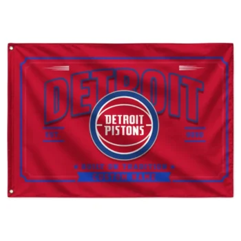 Detroit Pistons House Flag Custom Ornate Border Red Best Selling