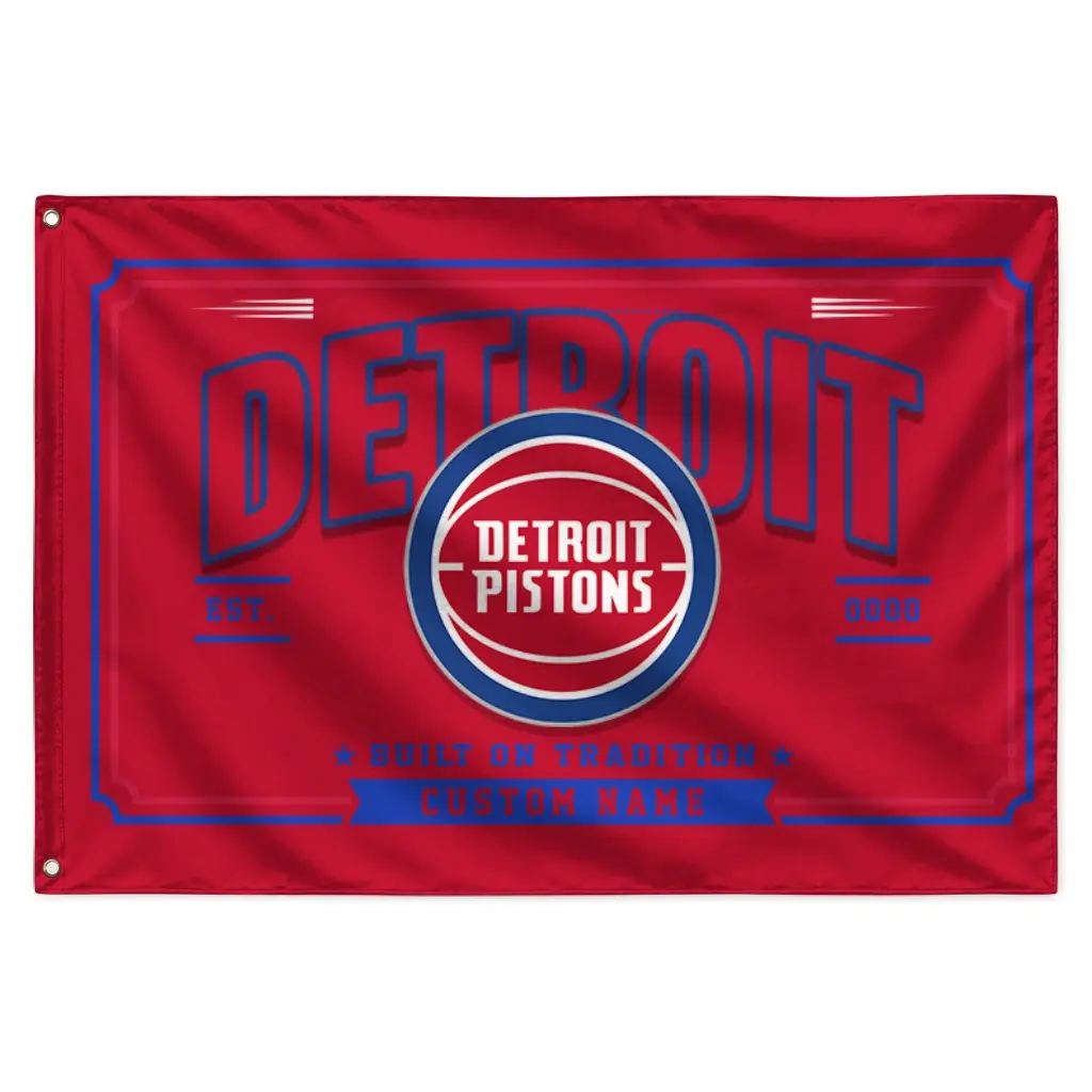 Detroit Pistons House Flag Custom Ornate Border Red Best Selling Detroit Pistons House Flag Custom Ornate Border Red Best Selling