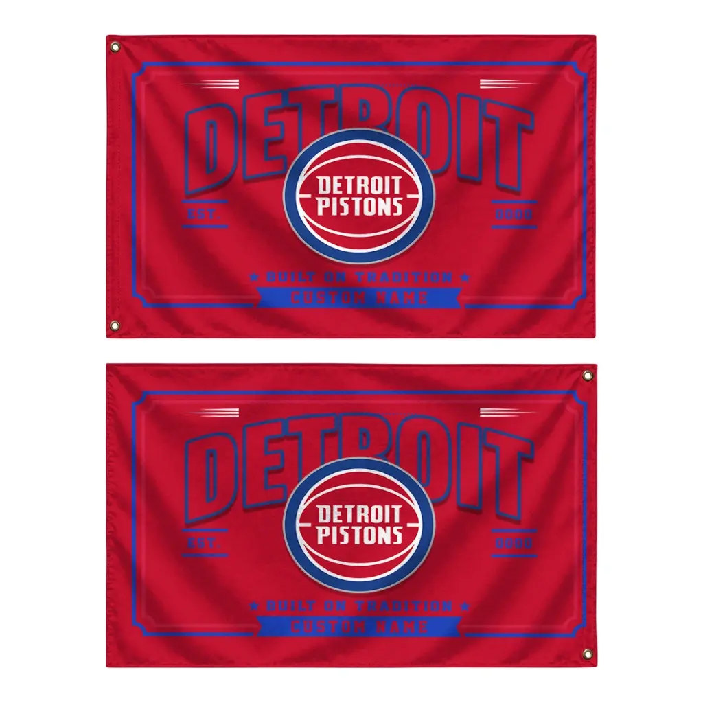 Detroit Pistons House Flag Custom Ornate Border Red Fashion Forward Detroit Pistons House Flag Custom Ornate Border Red Fashion Forward