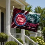Detroit Pistons House Flag Customized Diagonal Stripes Red Best Selling