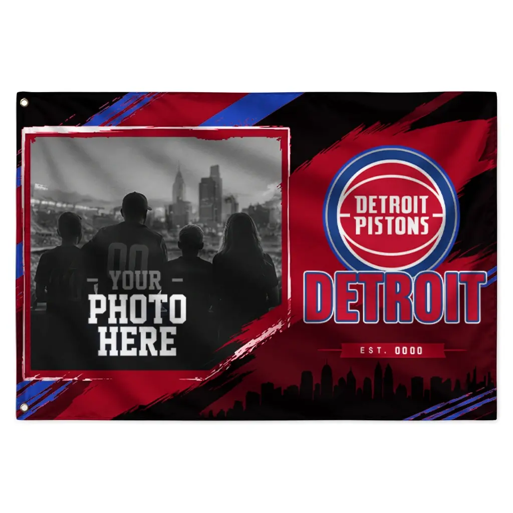 Detroit Pistons House Flag Personalized Framed Photo Red Black Best Selling Detroit Pistons House Flag Personalized Framed Photo Red Black Best Selling