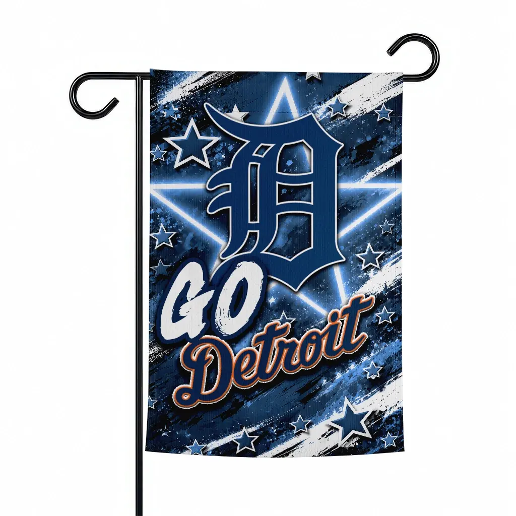Detroit Tigers Garden Flag Custom Glowing Star Navy Best Selling Detroit Tigers Garden Flag Custom Glowing Star Navy Best Selling