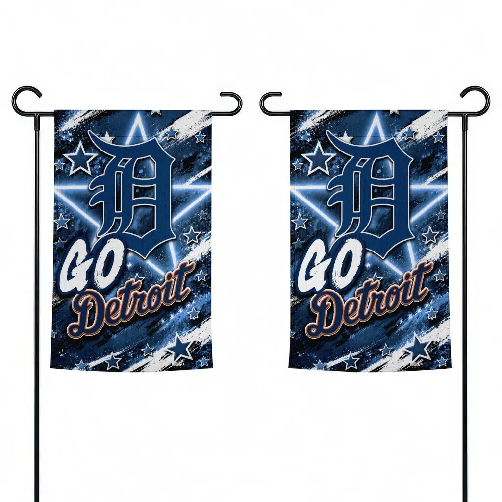 Detroit Tigers Garden Flag Custom Glowing Star Navy Fashion Forward Detroit Tigers Garden Flag Custom Glowing Star Navy Fashion Forward