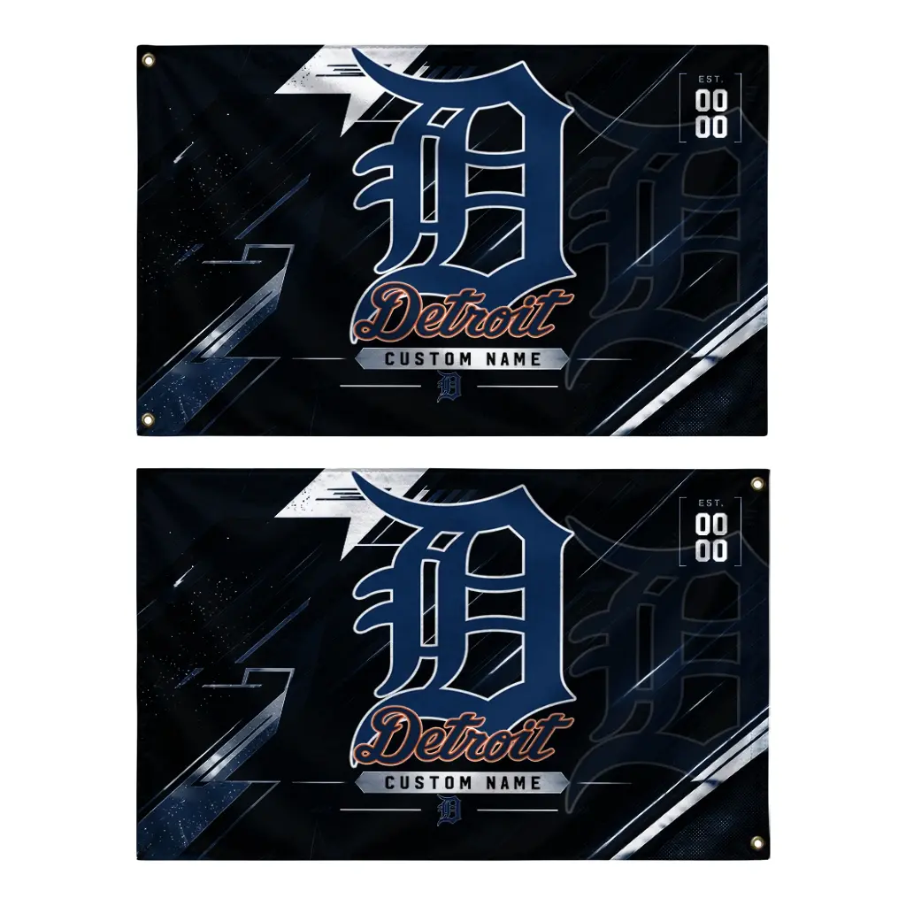 Detroit Tigers House Flag Customized Speed Slashes Navy Fashion Forward Detroit Tigers House Flag Customized Speed Slashes Navy Fashion Forward
