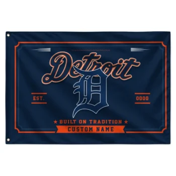 Detroit Tigers House Flag Personalized Ornate Border Navy Best Selling