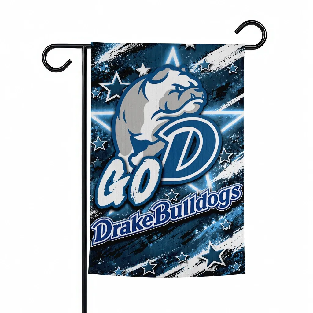 Drake Bulldogs Garden Flag Custom Glowing Star Blue Best Selling Drake Bulldogs Garden Flag Custom Glowing Star Blue Best Selling