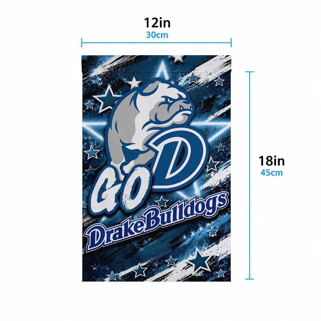 Drake Bulldogs Garden Flag Custom Glowing Star Blue High Quality Drake Bulldogs Garden Flag Custom Glowing Star Blue High Quality