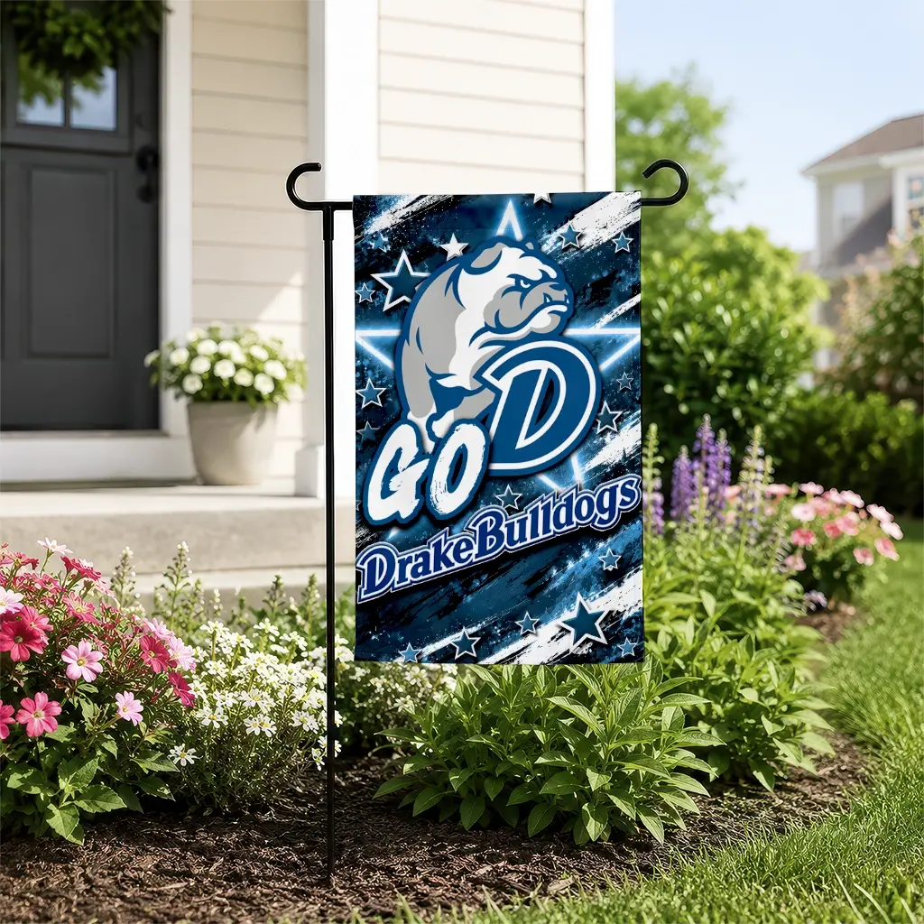 Drake Bulldogs Garden Flag Custom Glowing Star Blue New Arrival Drake Bulldogs Garden Flag Custom Glowing Star Blue New Arrival