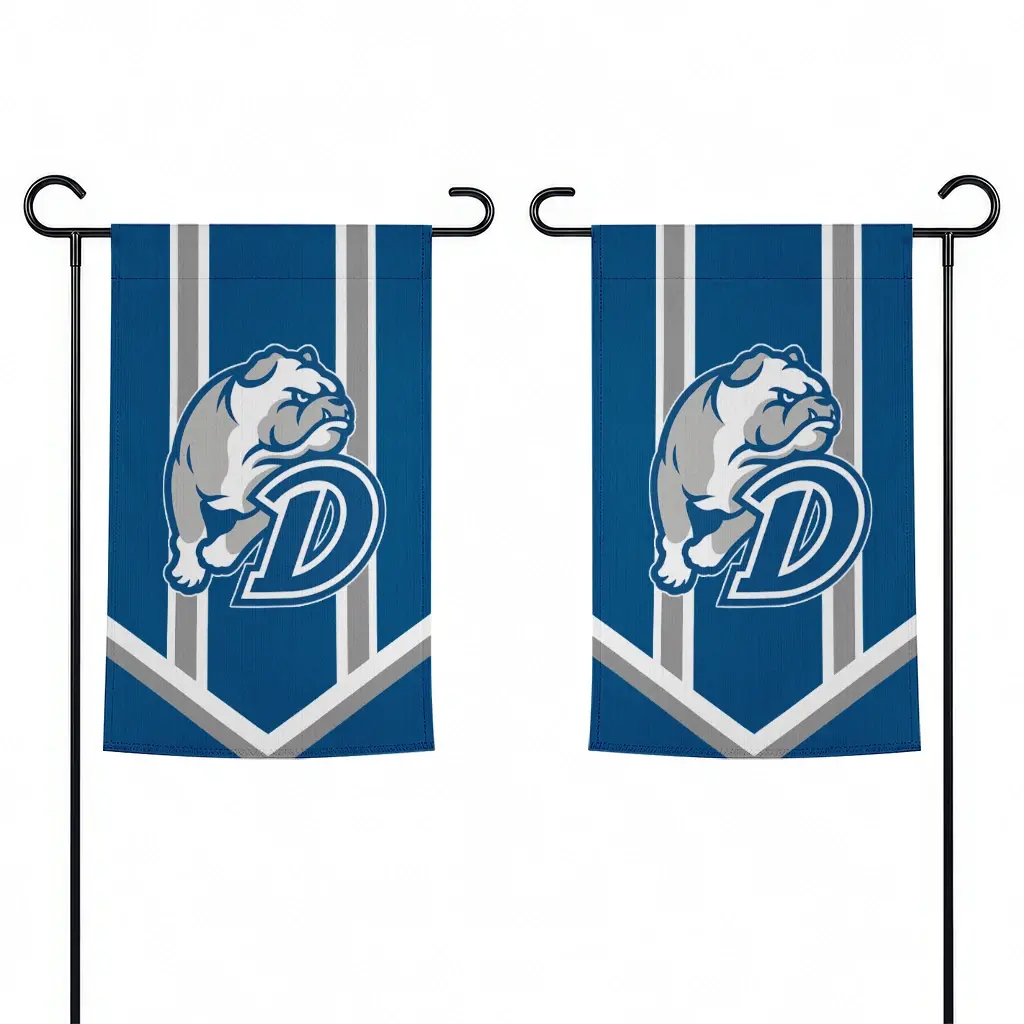 Drake Bulldogs Garden Flag Personalized Chevron Stripes Blue Fashion Forward Drake Bulldogs Garden Flag Personalized Chevron Stripes Blue Fashion Forward