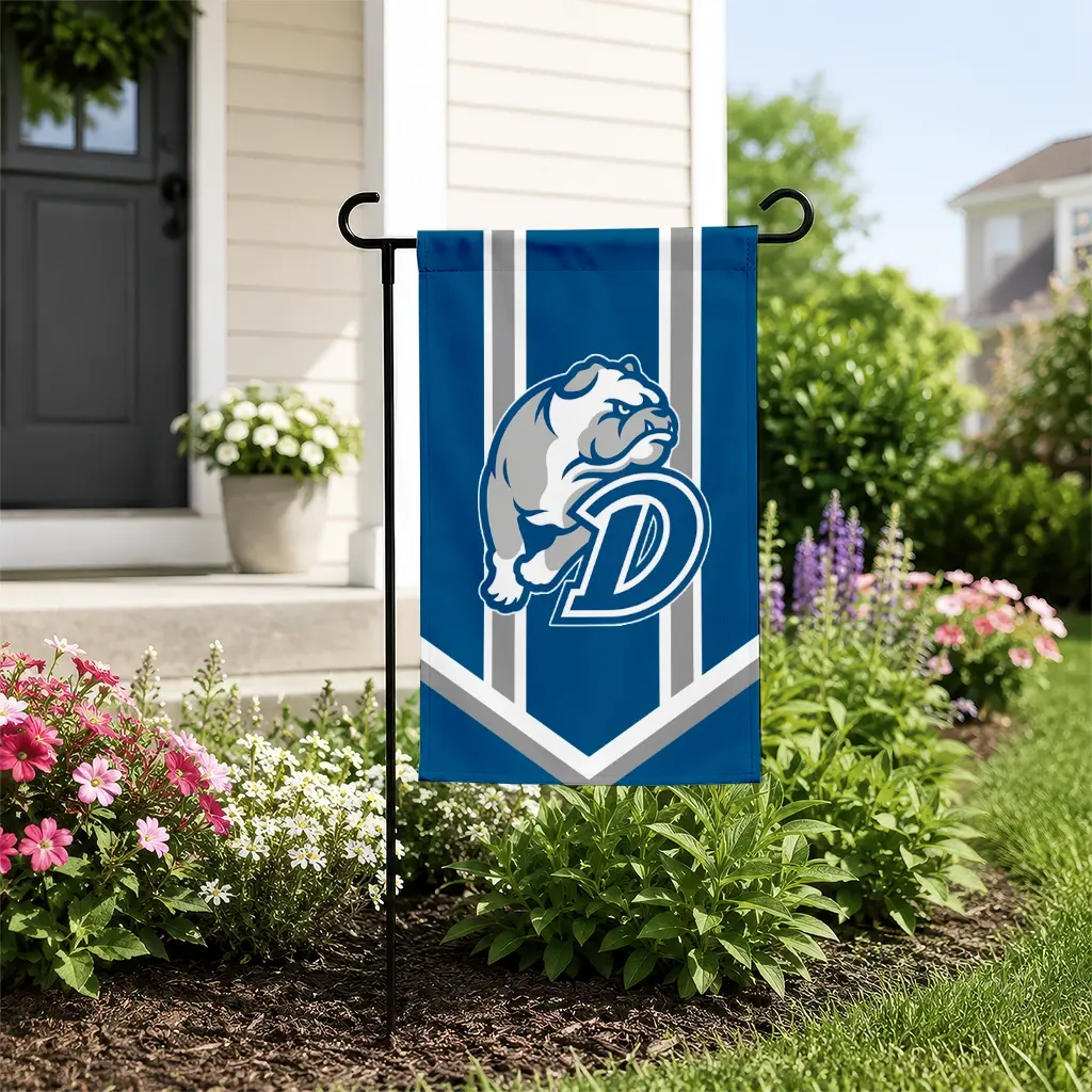 Drake Bulldogs Garden Flag Personalized Chevron Stripes Blue New Arrival Drake Bulldogs Garden Flag Personalized Chevron Stripes Blue New Arrival