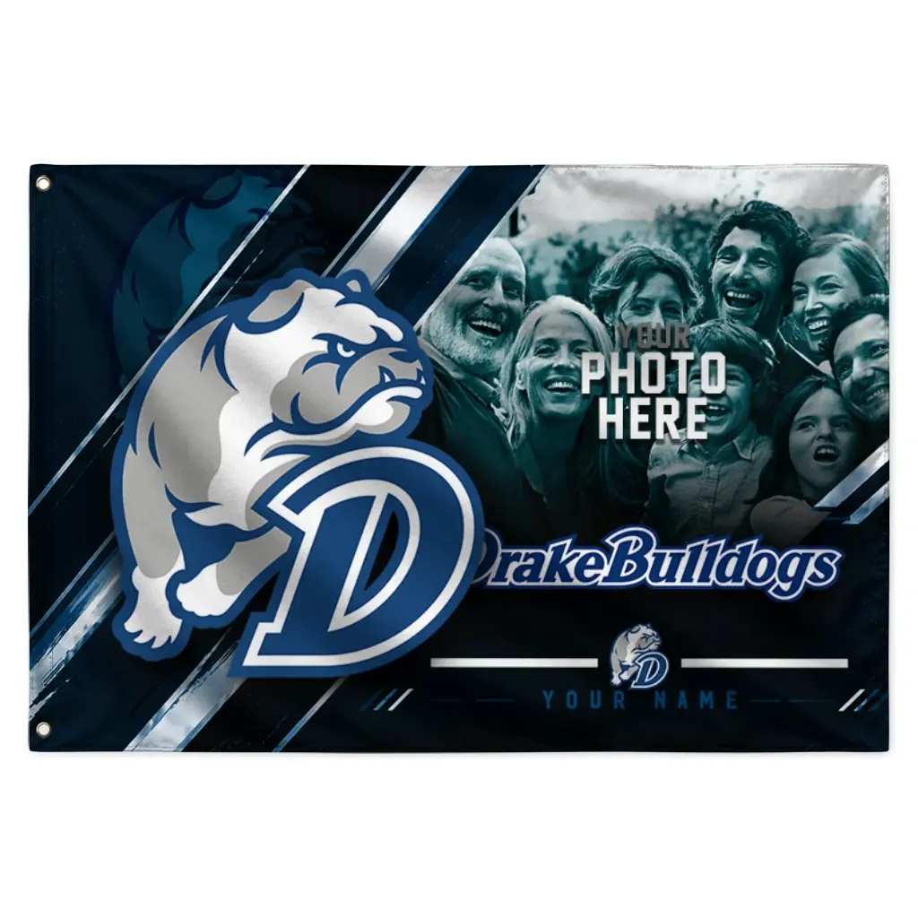 Drake Bulldogs House Flag Custom Diagonal Stripes Blue Best Selling Drake Bulldogs House Flag Custom Diagonal Stripes Blue Best Selling