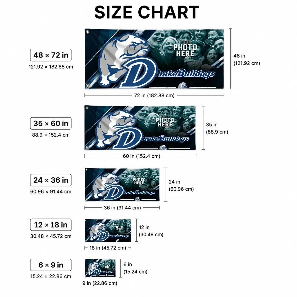 Drake Bulldogs House Flag Custom Diagonal Stripes Blue High Quality Drake Bulldogs House Flag Custom Diagonal Stripes Blue High Quality