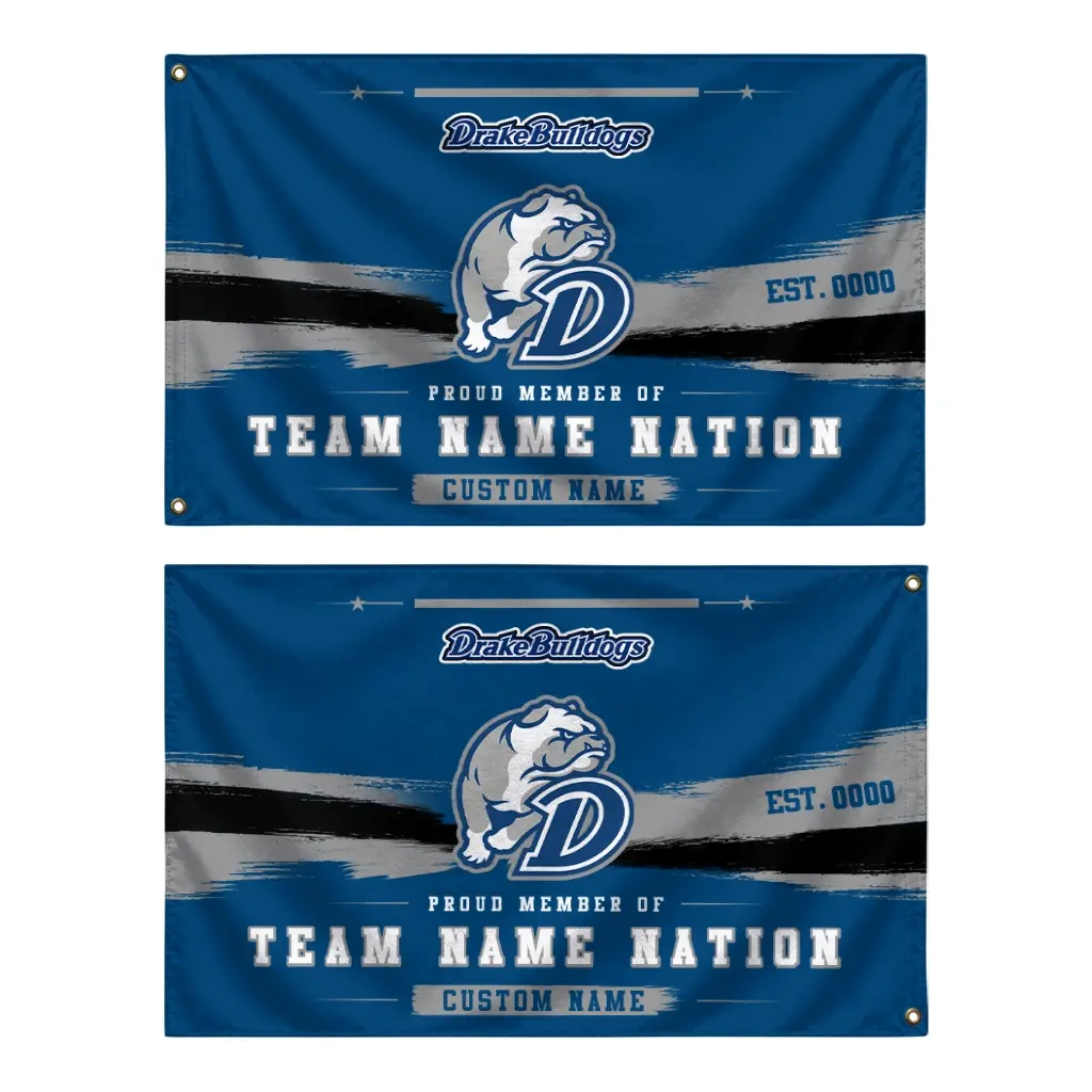 Drake Bulldogs House Flag Personalized Brushed Streaks Blue Fashion Forward Drake Bulldogs House Flag Personalized Brushed Streaks Blue Fashion Forward