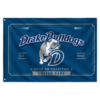 Drake Bulldogs House Flag Personalized Ornate Border Blue Best Selling