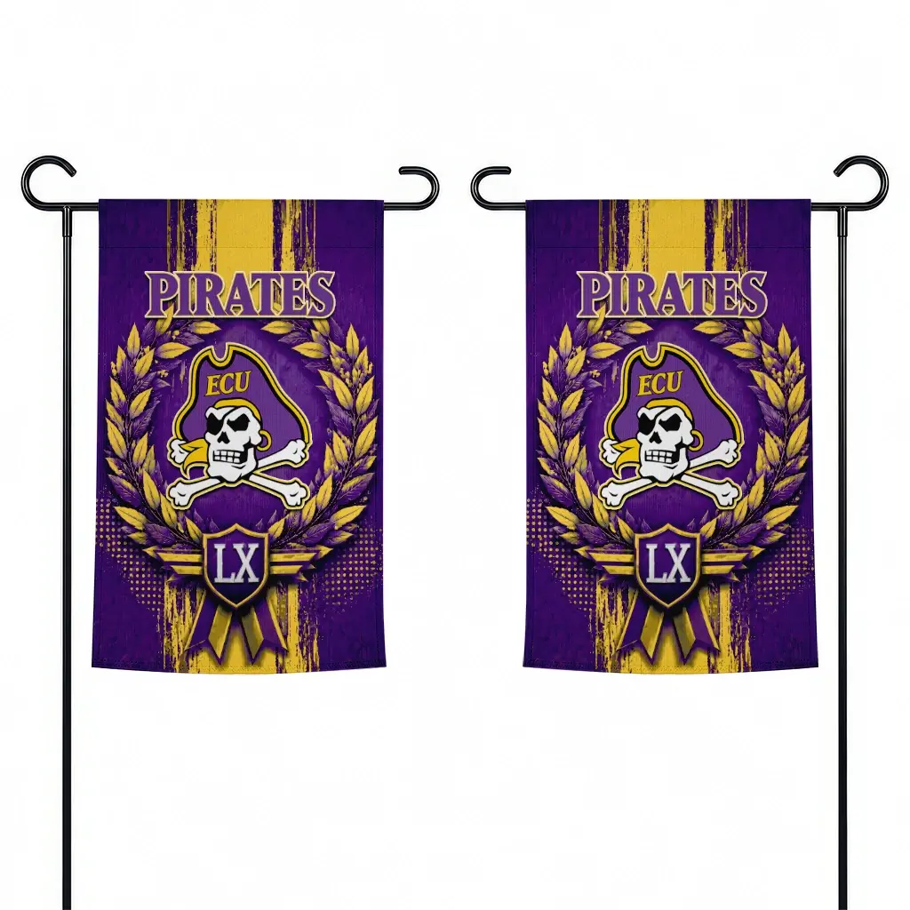 East Carolina Pirates Garden Flag Personalized Laurel Wreath Purple Fashion Forward East Carolina Pirates Garden Flag Personalized Laurel Wreath Purple Fashion Forward
