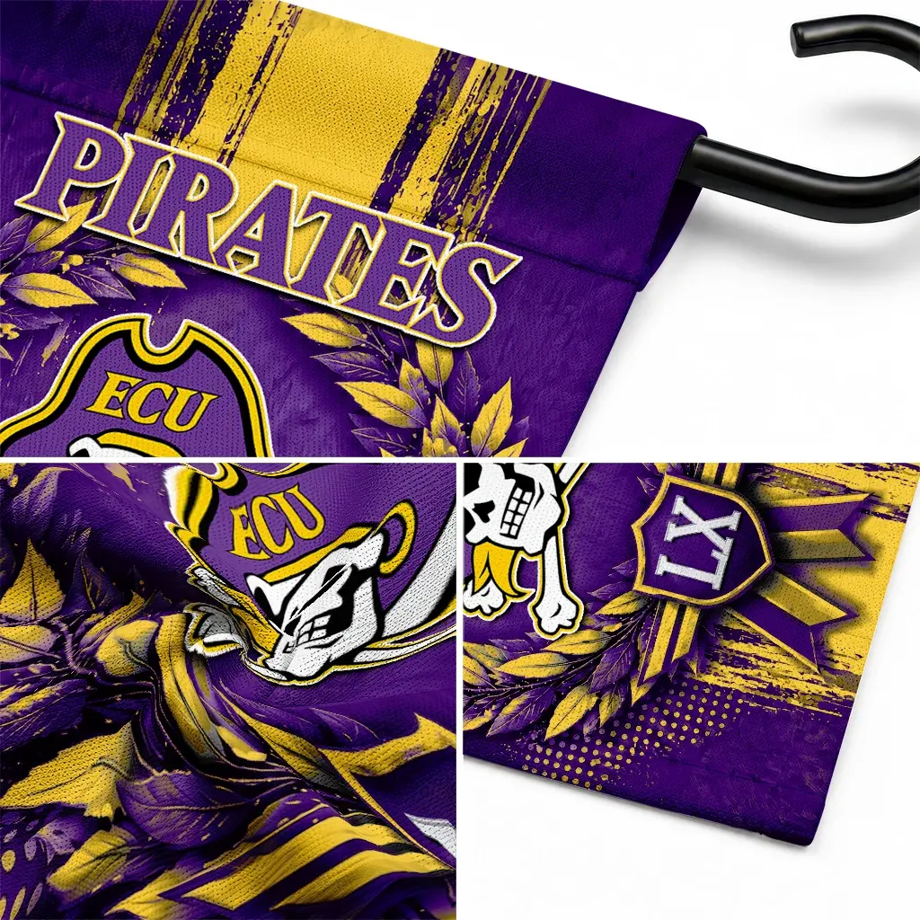 East Carolina Pirates Garden Flag Personalized Laurel Wreath Purple Latest Model East Carolina Pirates Garden Flag Personalized Laurel Wreath Purple Latest Model