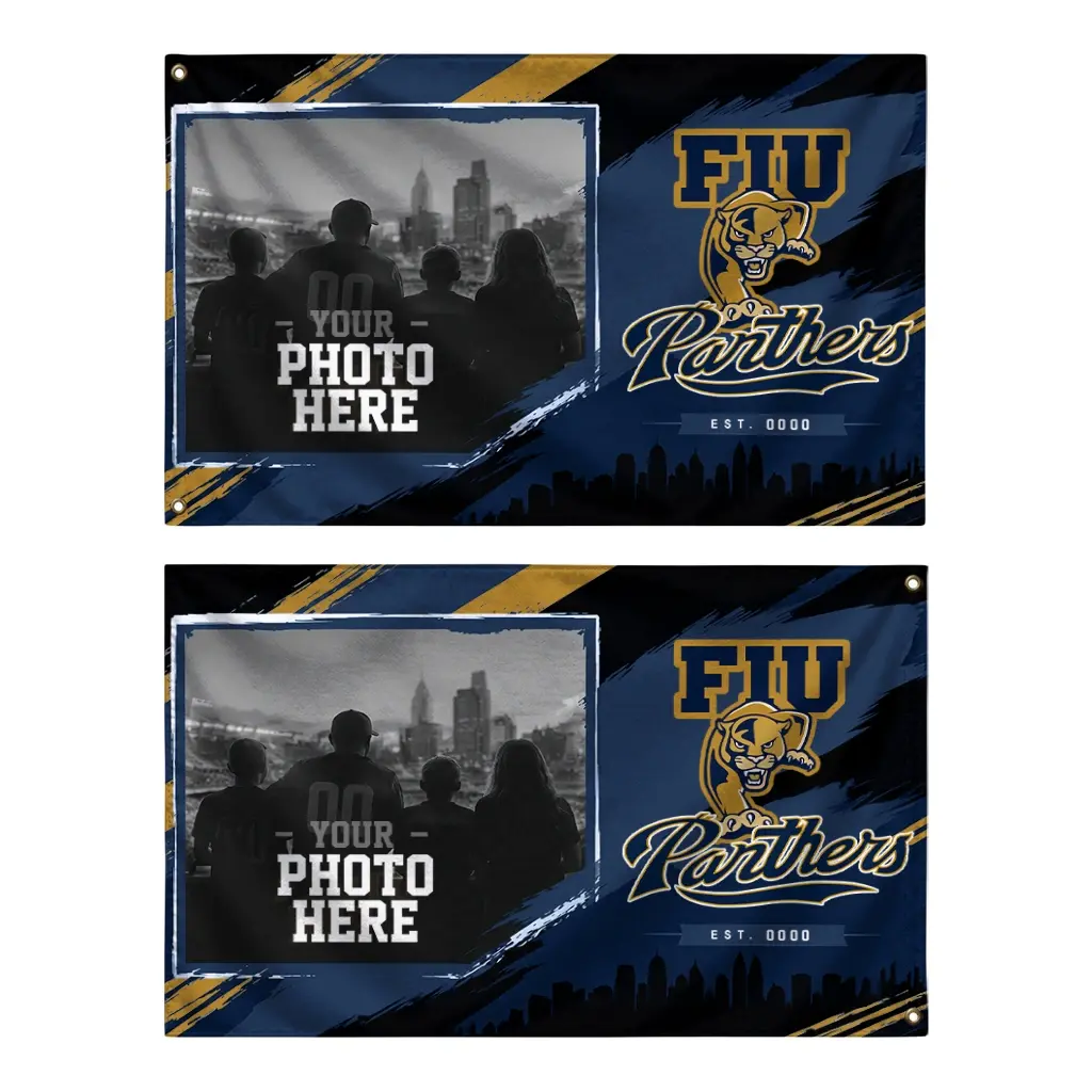 Fiu Panthers House Flag Custom Framed Photo Blue Black Fashion Forward Fiu Panthers House Flag Custom Framed Photo Blue Black Fashion Forward
